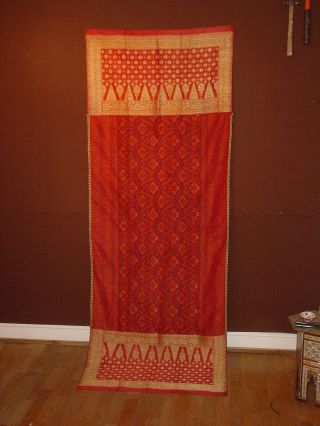 Wonderful Antique Silk Ikat With Songket Goldbocade Kain Limar Sumatra Hg