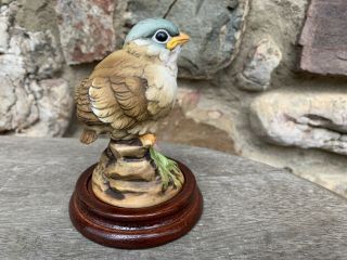 Vintage Andrea By Sadek Ceramic Gold Finch Bird Figurine 6350 With Wood Base