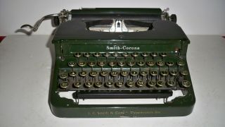 Vintage L C Smith & Corona Typewriter Green Old Antique