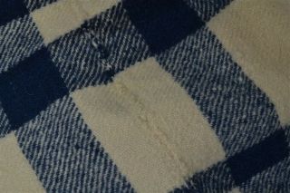 blanket wool blue plaid hand made Civil War Era 71x79 narrow loom antique 1800 4
