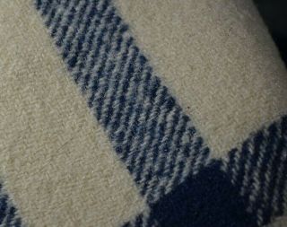blanket wool blue plaid hand made Civil War Era 71x79 narrow loom antique 1800 5