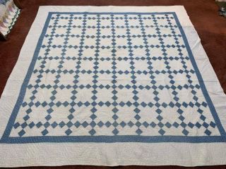 Hand Pieced & Quilted Antique Blue & White Quilt Provenance