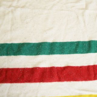 Vtg Hudson Bay 8 Point 100 Wool Stripe Blanket King Size Multicolor 2