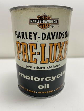 Vintage Full Harley Davidson Preluxe Quart Oil Can
