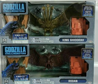 Jakks Godzilla 6 " King Ghidorah W/argo Jet & Rodan W/osprey Variant Gold Mib Set