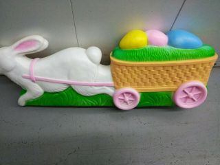 Vintage Union Products Inc,  Easter Rabbit Pulling Cart / Basket Blow Mold (rare)
