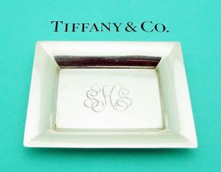 Vintage Tiffany & Co.  2 - 5/8 " By 2 - 1/8 " Mini Tray In Sterling Silver Engraved