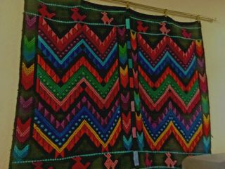 Vintage Guatemalan Hand Woven Huilpa With Bright Colors / Wall Hanging Tapestry