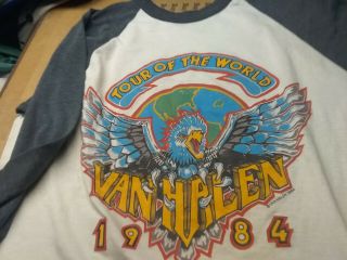 Never Worn Vintage 1984 Van Halen Tour Of The World Baseball T Shirt Size Large