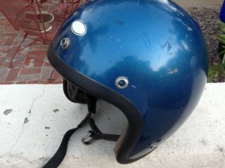 Vintage Bell - Toptex Magnum Helmet Moto Motorcycle Blue Sz 7 - 3/8 Long Beach