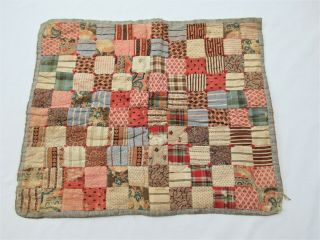 Antique Hand Sewn And Tied 20 " X 16 1/4 " Doll Quilt 1910s 1920s