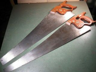 Old Vintage Woodworking Tools Disston Hand Saws Pair D - 8 Models
