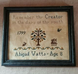 Antique Framed Needlework Cross Stitch 1799 Abigail Watts Age 8