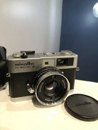 Vintage Minolta Hi - Matic 7SII Camera And Case Japan 2