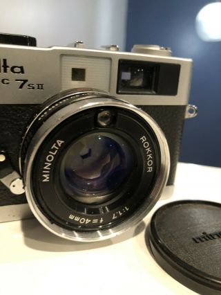 Vintage Minolta Hi - Matic 7SII Camera And Case Japan 3