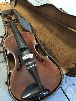 Vintage Vuillaume A Paris 4/4 Violin & Bow With Antique Leather Carrying Case