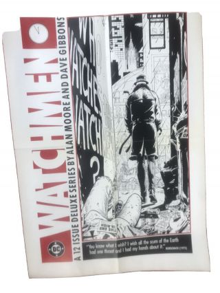 Watchmen Alan Moore Dave Gibbons Promo Poster 1986 The Comedian Rare Vintage