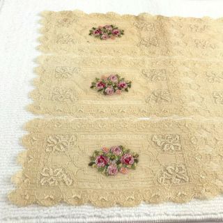 Table Runner Lace Embroidered Vintage Antique Handmade Beige Rare Victorian?