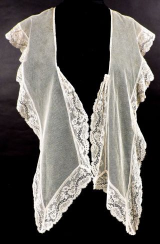 Antique Victorian Net Lace Collar W Valenciennes Lace Trim