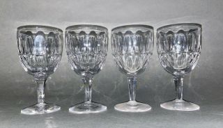 Set Of 4 Signed Stuart English Cut Crystal Water Wine Goblets Clifton Park 6 "