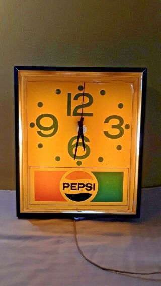 Vintage Pepsi Cola Light Up Clock Sign By Grimm