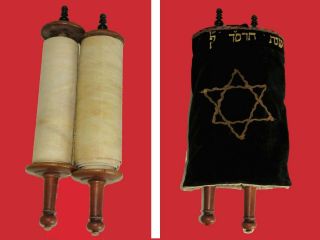 Complete Miniature Authentic Torah Bible Scroll On Parchment Italian Writing