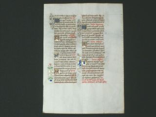 RARE Illuminated Medieval Manuscript Vellum Breviary Leaf w/ Gold,  France,  1474 2