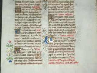 RARE Illuminated Medieval Manuscript Vellum Breviary Leaf w/ Gold,  France,  1474 3