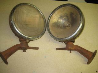 Lqqk Vintage Pair Depress Beam Headlamps Automobile Head Lights Lamps Old