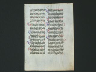 Rare Early Medieval Manuscript Vellum Breviary Leaf,  France,  C.  1300 - 1320
