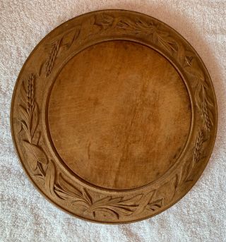 Antique Hand - Carved Maple Bread Plate Board Daily Bread Patina