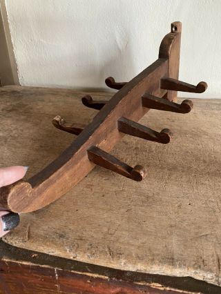 Best Old Antique Handmade Wooden Double Sided Horse Head Peg Rack Patina Aafa