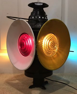 Vintage Dressel Rr Signal Light 4 Way Oil Lantern Yellow/white Price Drop