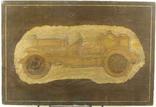 Antique Primitive Rare Folk Tramp Art Hand Carved Car Automobile Americana