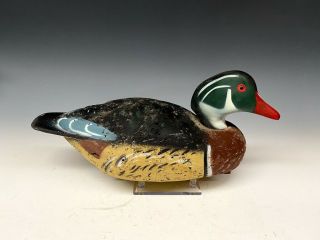 Vintage Wood Duck Drake Decoy Cork Body Glass Eyes L.  L Bean Co Freeport Maine