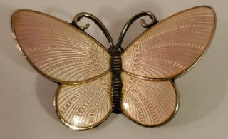 Vintage David Andersen Sterling Silver Guilloche Enamel Butterfly Pin Norway