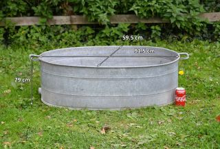 Vintage Old Galvanized Bath Metal Bath Tub Dog Washing - 91.  5 Cm