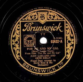 Classic 1942 Judy Garland / Gene Kelly 78 " For Me And My Gal " Brunswick 03432 Ex