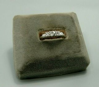 Vintage Estate 14k White Gold 3 - Stone Diamond Ladies Engagement Ring Size 7.  5
