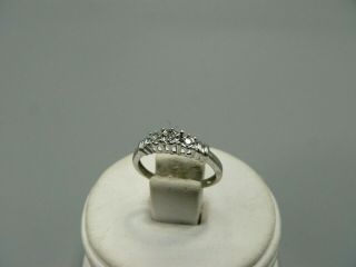 Vintage Estate 14K White Gold 3 - Stone Diamond Ladies Engagement Ring Size 7.  5 2