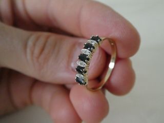 Vintage 9ct Gold Sapphire & Diamond Half Eternity Ring Size Q