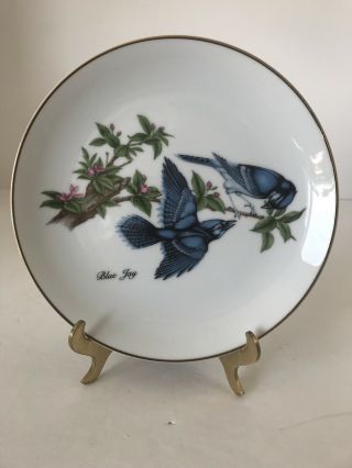 Vintage John James Audubon Porcelains Blue Jay Bird Collector Plate 1986 6 1/2 "