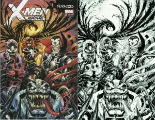 X - Men Prime 1 Tyler Kirkham Krs Wondercon Venomized Venom Color B&w Set