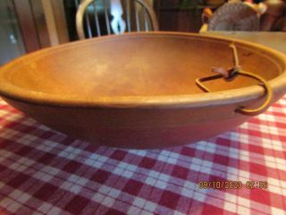 Vintage Antique 12 3/4 " Dia.  Bowl With 3/4 " Rim - Hole For Hanging W/loop Of Lea