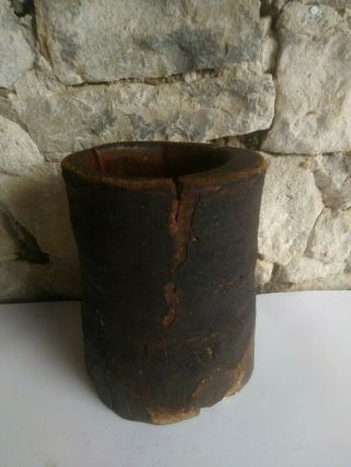Primitive Antique Old One Piece Wood Wooden Mortar For Spices 19th