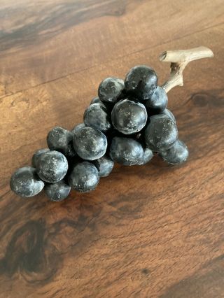 Early Vintage Italian Marble Alabaster Stone Light Black Purple Grapes 8 "