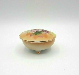 Vintage Ceramic Lefton China Hand Painted Pedestal Trinket Box With Lid