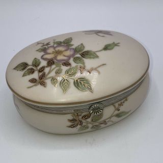 Vtg Hand Painted Lenwile China Ardalt Japan Porcelain Oval Hinged Trinket Box