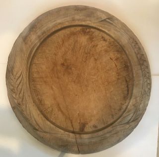 Antique Carved Wooden Bread Plate W Wheat Carving,  Cutting Board