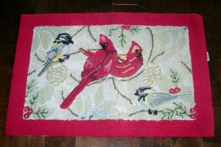 Willliamsburg Hand Hooked Rug Cardinals 23 X 34 Inches Wool